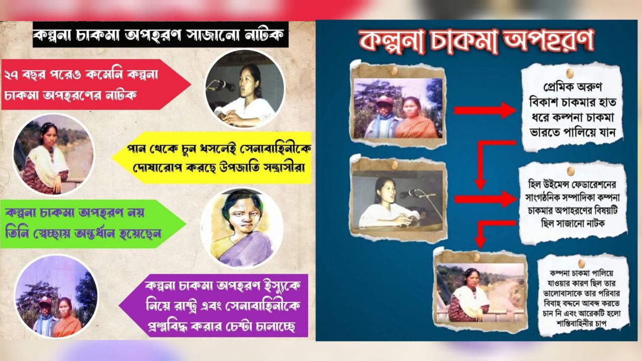 মিথ্যা অপপ্রচারের নাটক কল্পনা চাকমা অপহরণ; আসল সত্য জানুন।