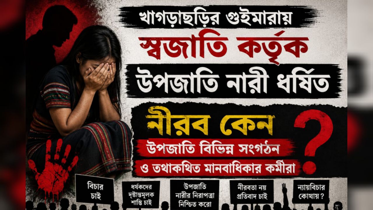 খাগড়াছড়ির গুইমারায় স্বজাতি কর্তৃক উপজাতি নারী ধর্ষিত, নীরব কেন উপজাতি বিভিন্ন সংগঠন ও তথাকথিত মানবাধিকার কর্মীরা?