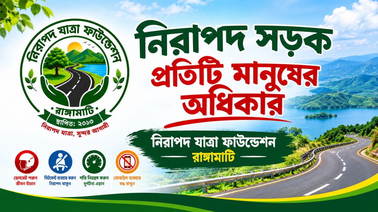 নিরাপদ সড়ক প্রতিটি মানুষের অধিকার: নিরাপদ যাত্রা ফাউন্ডেশন রাঙ্গামাটি।